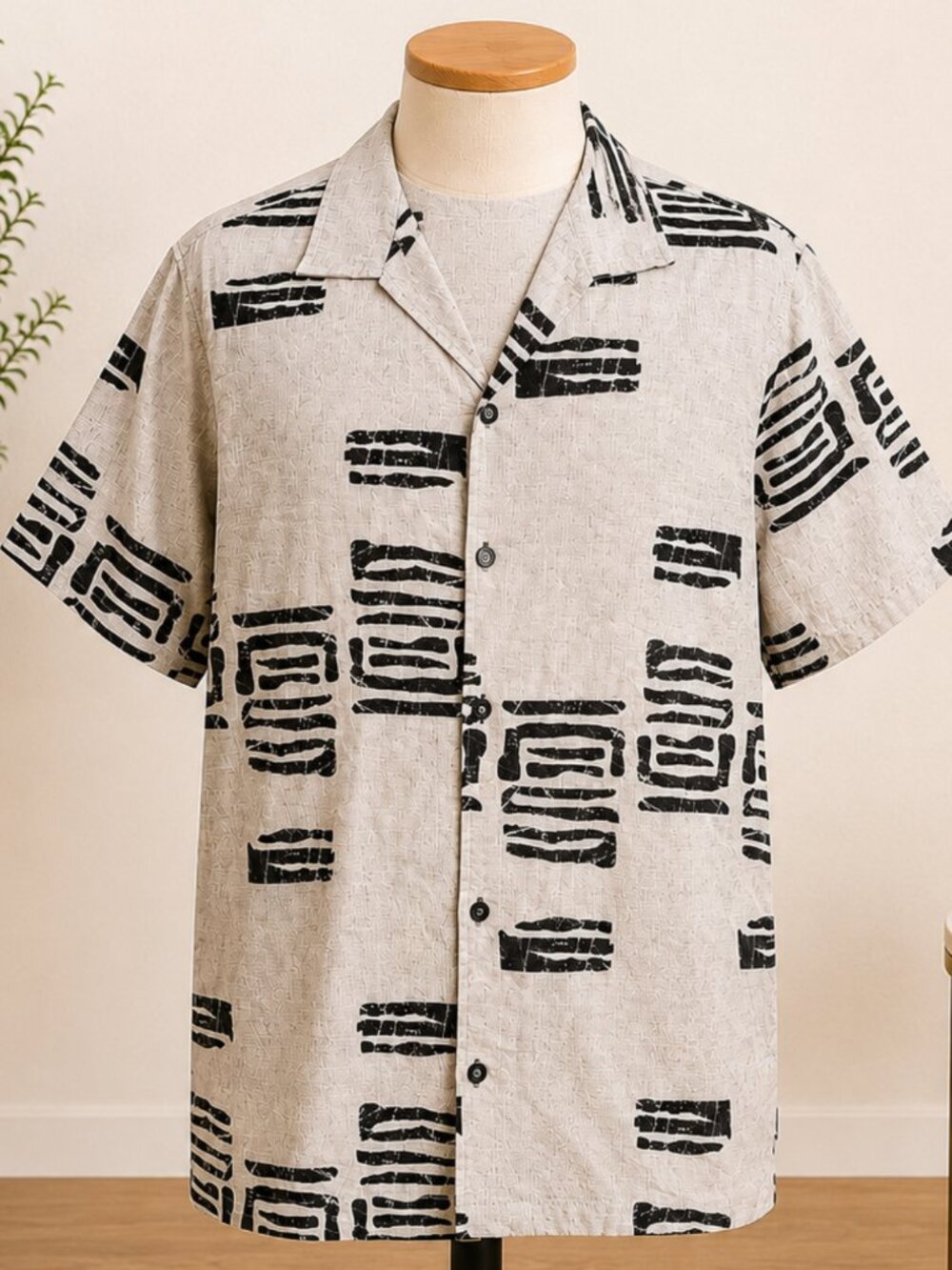 Ocean Current Men's Abstract Print Button-Up Shirt NWT 100% Cotton Size L